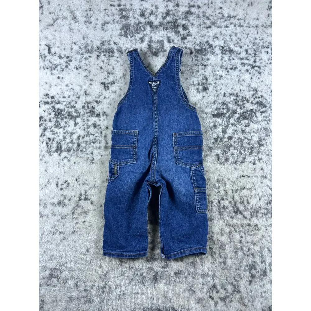 Oshkosh Bgosh Denim Overalls Baby 12 Months Blue Jean 2000's Workwear